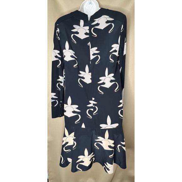 Tibi Ghost Orchid Silk Yoked Drop Waist Dress 4 - Picture 5 of 11